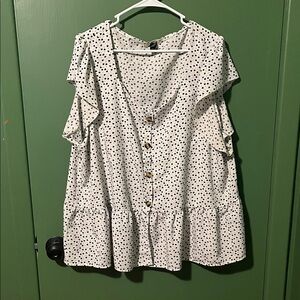 SHEIN Polka Dot Ruffle Sleeve Blouse